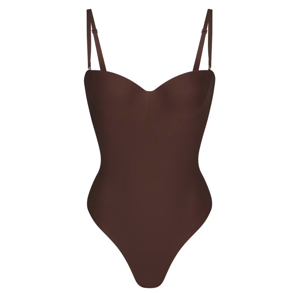 Skims Body Molded Underwire Bodysuit Cocoa Brown Thong BD-THG-9104 Large